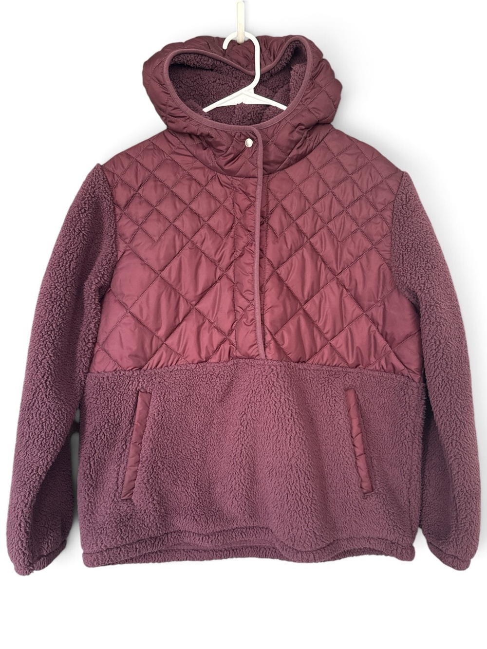 Columbia Quilted & Sherpa Pullover Hoodie - Mauve Women’s Large - Picture 1 of 5